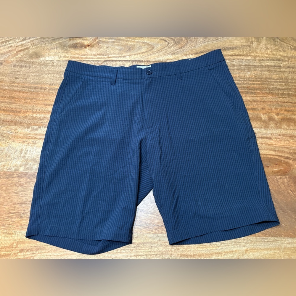 7 Diamonds Mens Hybrid Shorts Flat Front Stretch Striped Preppy Blue Size 36
